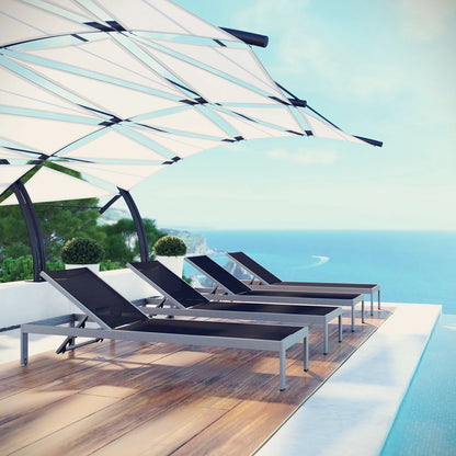 Modern Contemporary Urban Design Outdoor Patio Balcony Chaise Lounge Chair, Black, Metal Aluminum