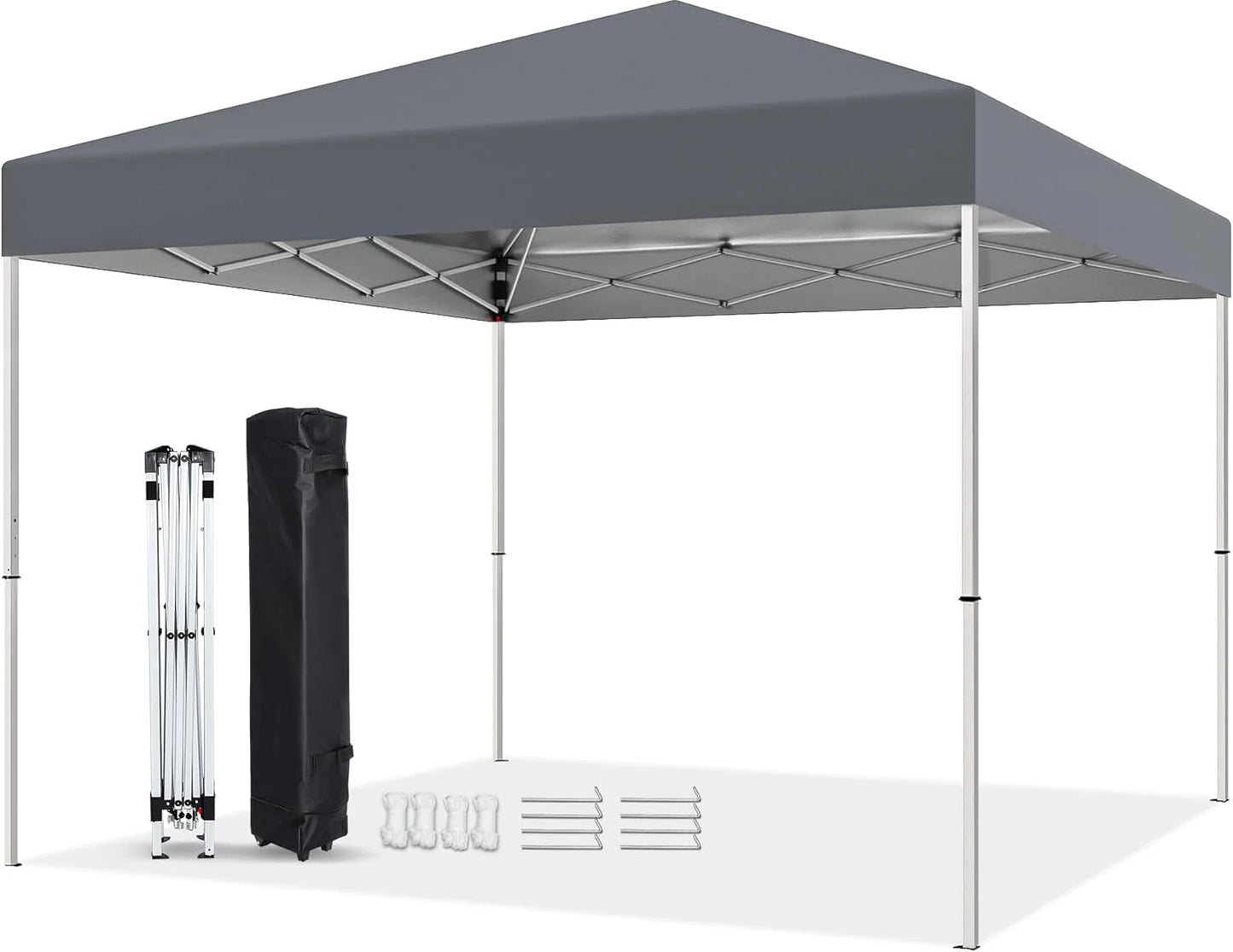 Puppys 10 X 10ft Pop Up Canopy Tent Easy Set up Outdoor Instant Straight Legs Portable Gazebo Shelter with Wheeled Bag for Camp Beach Patio and Garden (Blue)