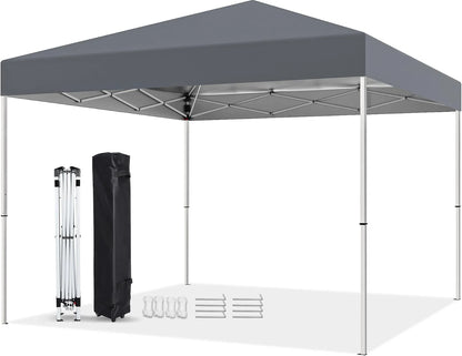 Puppys 10 X 10ft Pop Up Canopy Tent Easy Set up Outdoor Instant Straight Legs Portable Gazebo Shelter with Wheeled Bag for Camp Beach Patio and Garden (Blue)