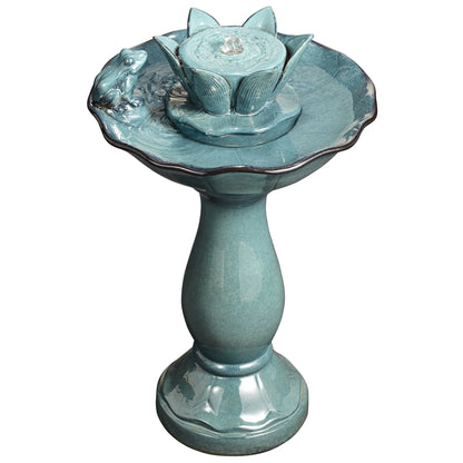Pleasant Pond 25 1/4" High Large Asian Outdoor Decor Ceramic Floor Fountain Frog Pedestal Outside Garden Patio