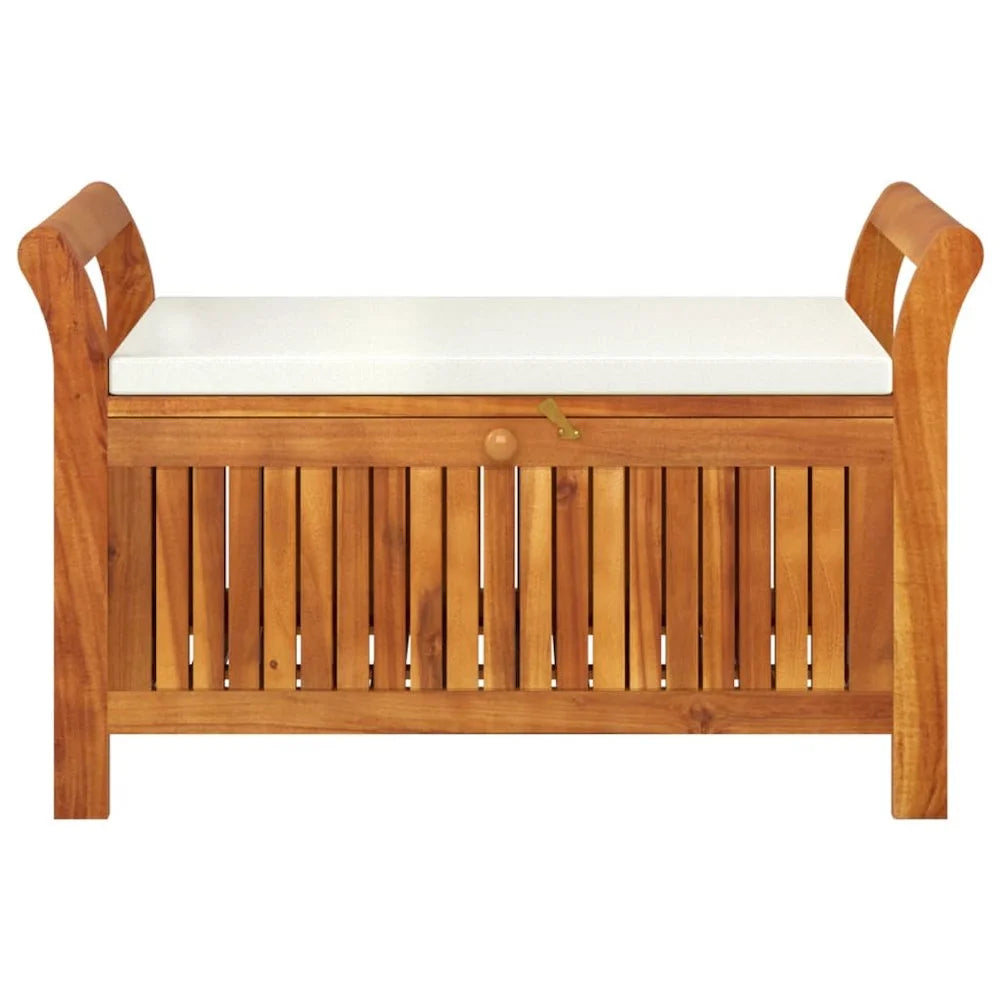 vidaXL Patio Collection Solid Acacia Wood Outdoor Storage Bench with Cushion - Loveseat