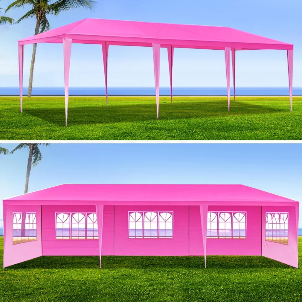 10'x30' Party Tent, Outdoor Gazebo with 8 Removable Sidewalls, Outdoor Event Tent for Birthday Holiday Garden Patio Backyard, Pink