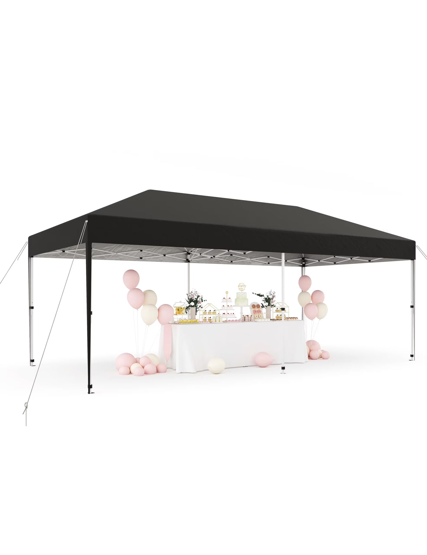 DSstyles 10x10 Ft Pop Up Canopy Tent Easy One Person Set-up, Instant Portable Shelter with 4 Stakes, 4 Ropes, 4 Sandbags for Patio, Outdoor Activities