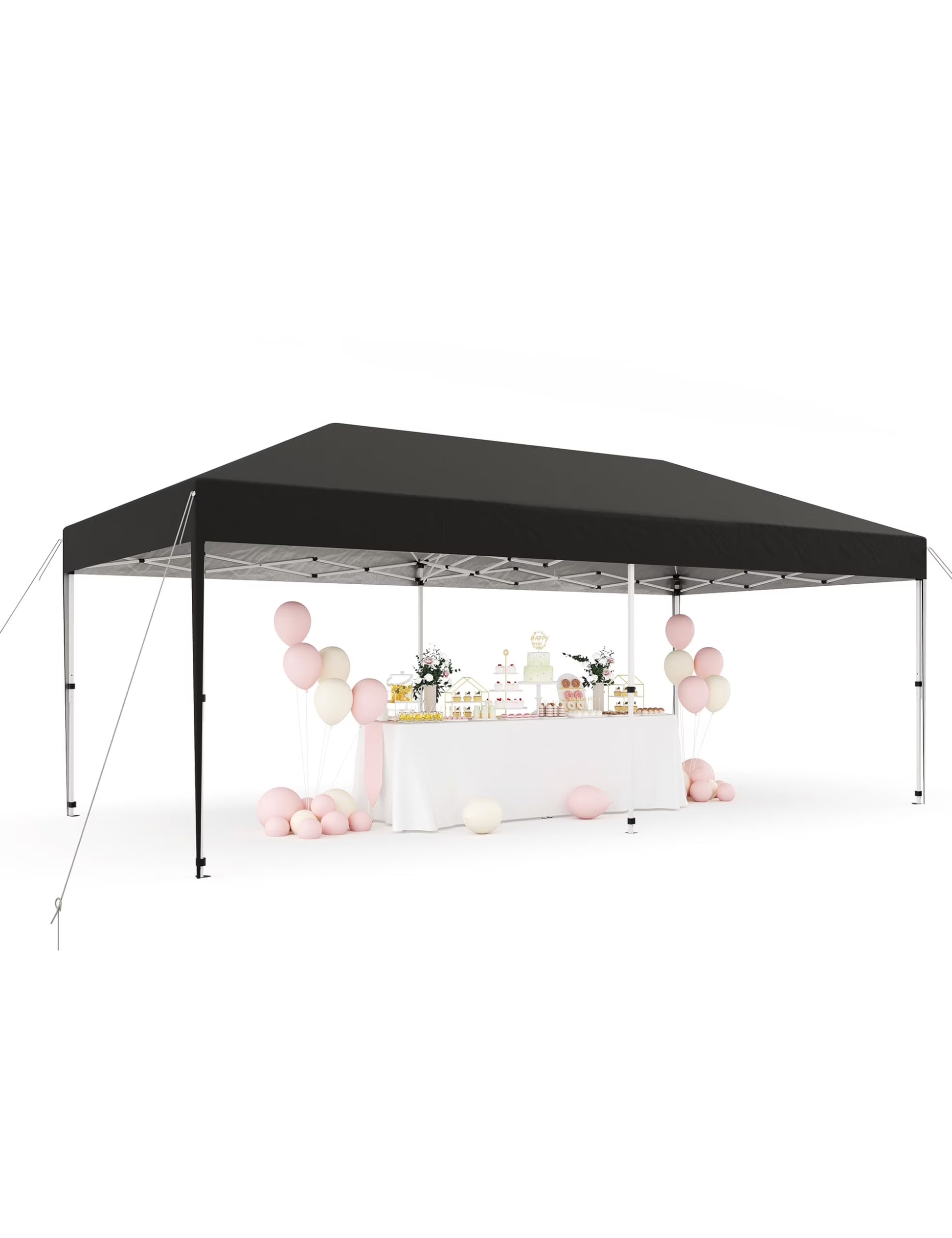 DSstyles 10x10 Ft Pop Up Canopy Tent Easy One Person Set-up, Instant Portable Shelter with 4 Stakes, 4 Ropes, 4 Sandbags for Patio, Outdoor Activities
