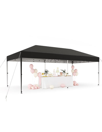DSstyles 10x10 Ft Pop Up Canopy Tent Easy One Person Set-up, Instant Portable Shelter with 4 Stakes, 4 Ropes, 4 Sandbags for Patio, Outdoor Activities