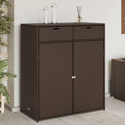 vidaXL Patio Storage Cabinet, PE Rattan Beige, 21.70 x 21.70 x 43.70 in