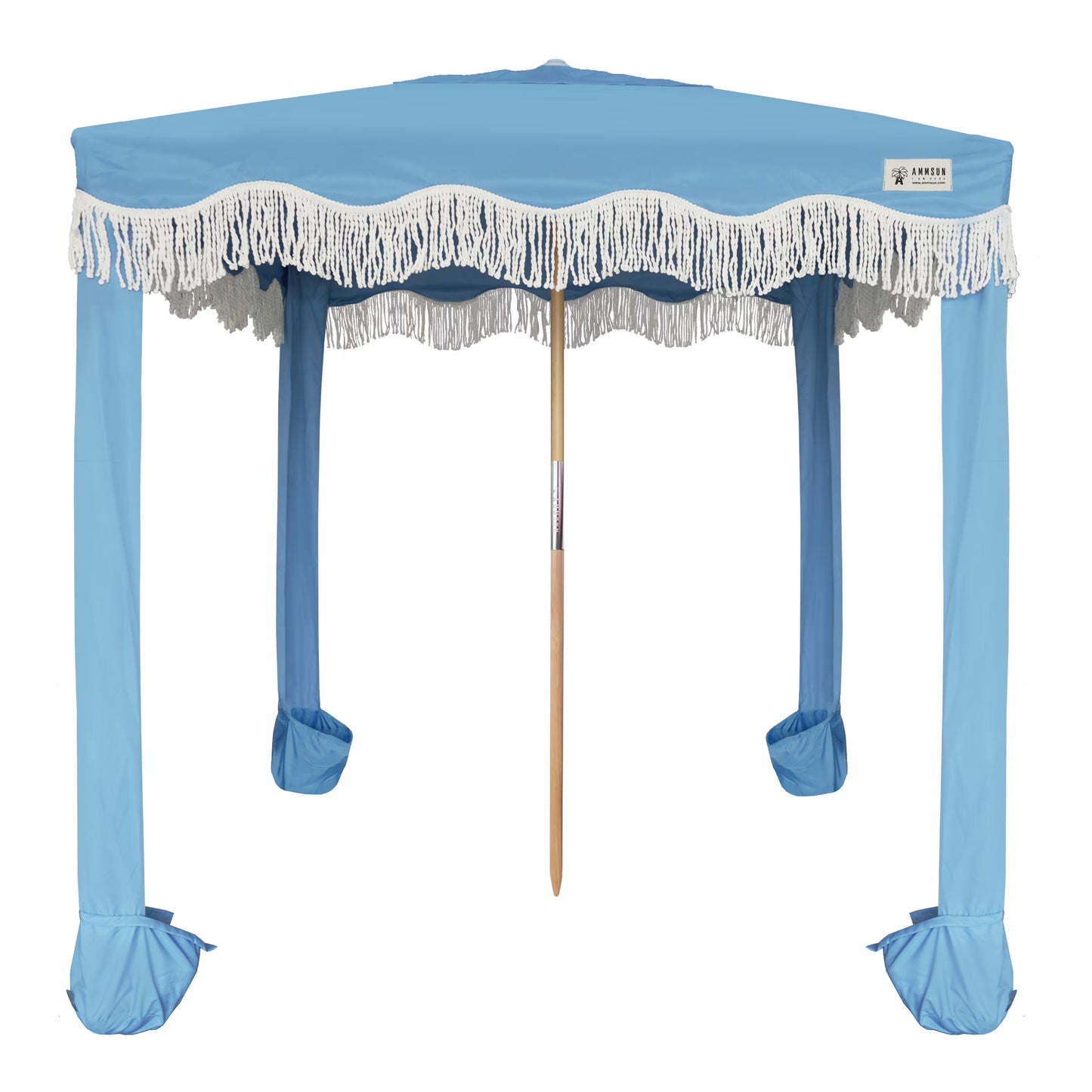 AMMSUN 6'6' Boho Beach Cabana Tent Canopy with Tassels Fringe UPF50+ Outdoor for Beach Patio,White