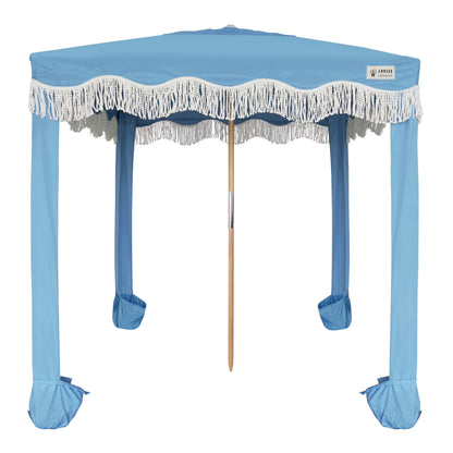 AMMSUN 6'6' Boho Beach Cabana Tent Canopy with Tassels Fringe UPF50+ Outdoor for Beach Patio,White