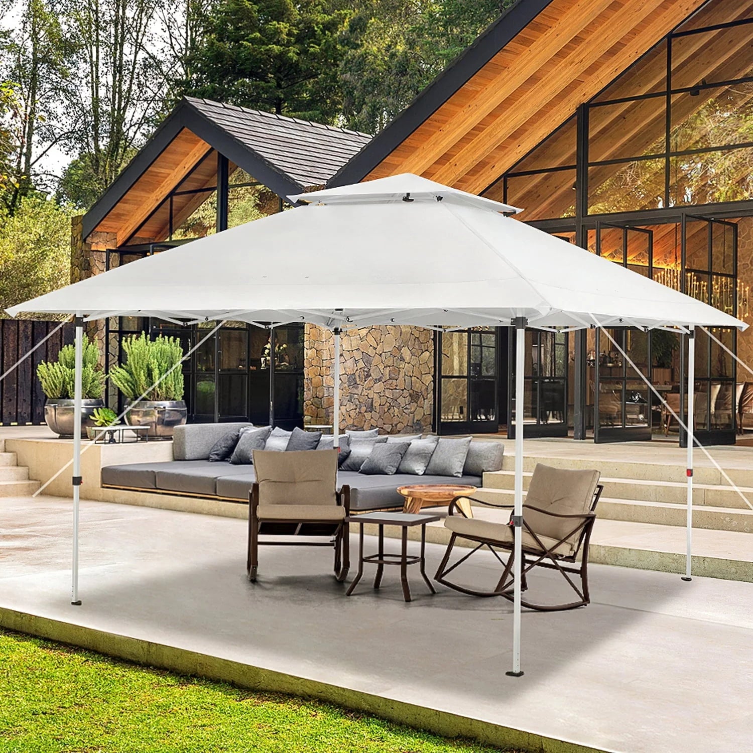 AVAWING 12x12 ft Pop-Up Canopy Tent for Weddings, Parties, Backyards and Cars - Easy Setup & UV Protection for Patio & Outdoor Events (White)