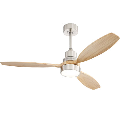 Sofucor 52" Ceiling Fans with Light and Remote Control, 3 Blades and Reverse Airflow,for Living Room,Patio,Black with Walnut Blades
