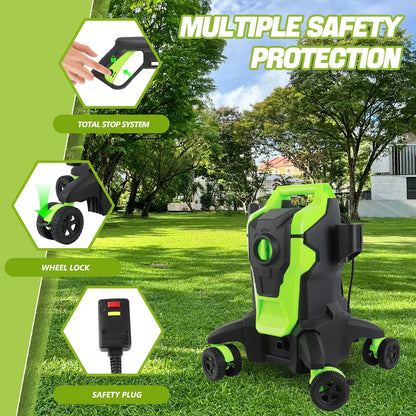 Electric Pressure Washer, 4000PSI Max. 2.8 GPM Power Washer w/32 ft Hose and 32 ft Power Cord, 4 Quick Connect Nozzles, 4 Wheels, Foam Cannon, Suitable For Clean Cars, Patios, Driveways