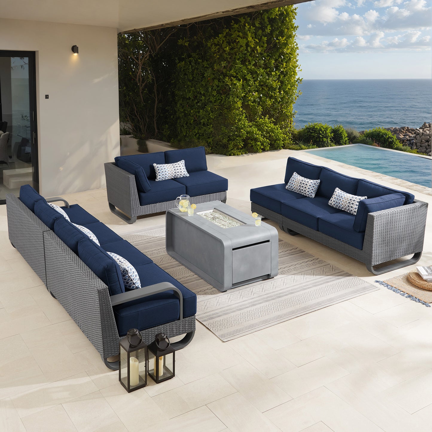 Sirio Pallazzo 6-piece Modular Fire Outdoor Patio Seating Set