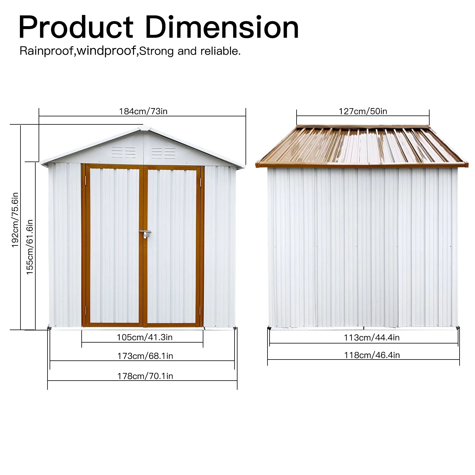 6' x 4' Outdoor Storage Shed, Metal Garden Shed with Lockable Doors, Tools Storage Shed for Backyard, Patio, White