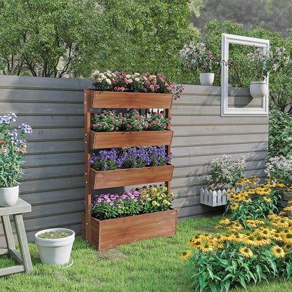 Wilk 33.7? x 17.7? x 46? Raised Garden Bed, 3 Tier Vertical Elevated Wood Planter Box Stand for Backyard, Patio, Balcony