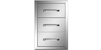 Outdoor Kitchen Drawers 16" W x 21.5" H x 18" D, Flush Mount Triple Access BBQ Drawers with Stainless Steel Handle, BBQ Island Drawers for Outdoor Kitchens or BBQ Island Patio Grill Station