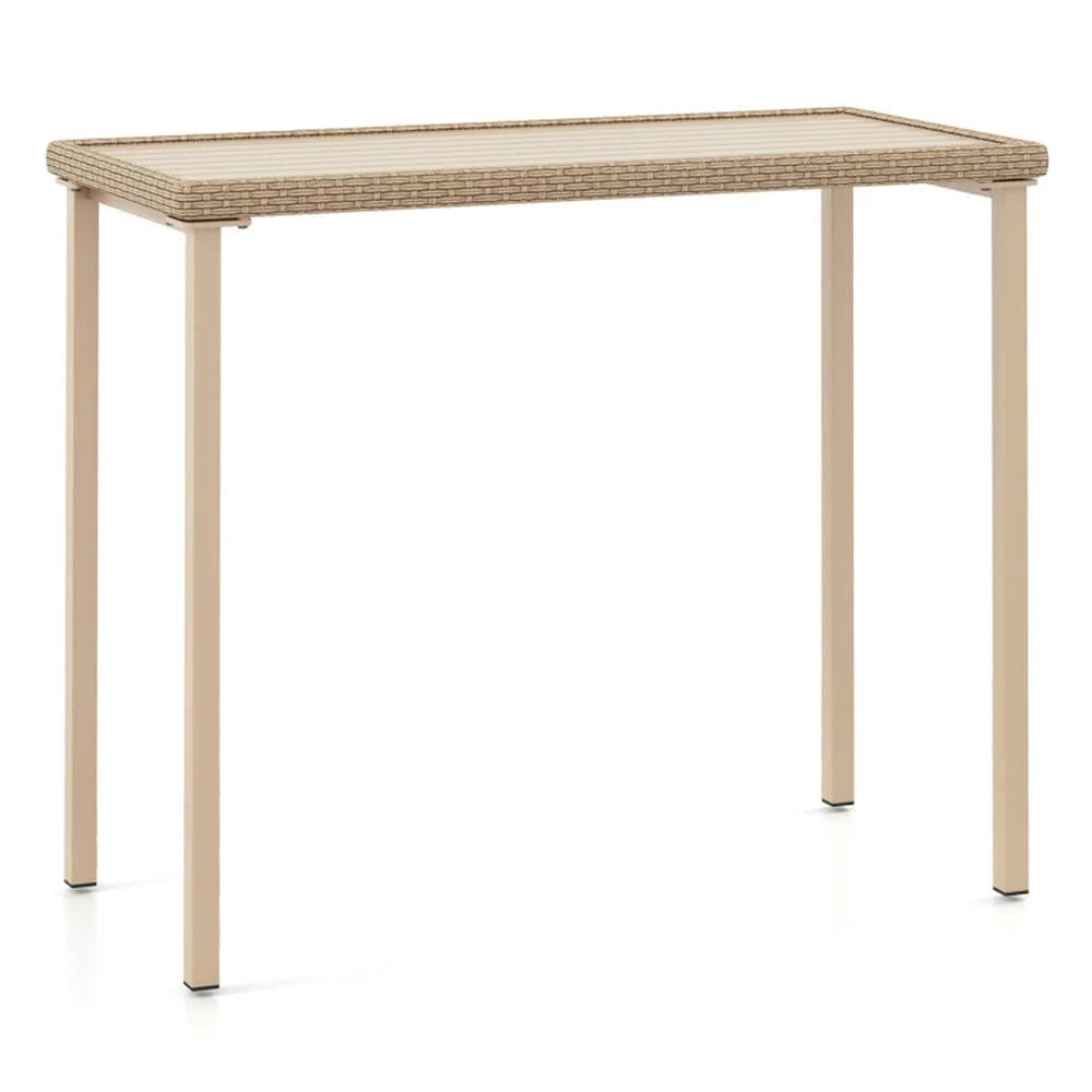 GVN Backyard Coffee Tables,Outdoor Patio Bar Table Heavy Duty Rectangle Metal Frame-Brown
