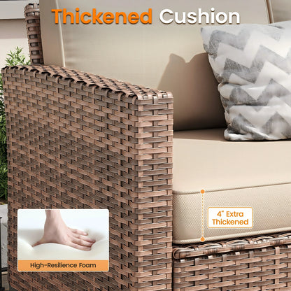 ELPOSUN Patio Furniture Sofa,All-Weather Outdoor Sofa,Outdoor Loveseat Sofa Couch,Weather Resistant Wicker Loveseat with Deep Seat Cushion (ONLY Patio Loveseat Sofa)