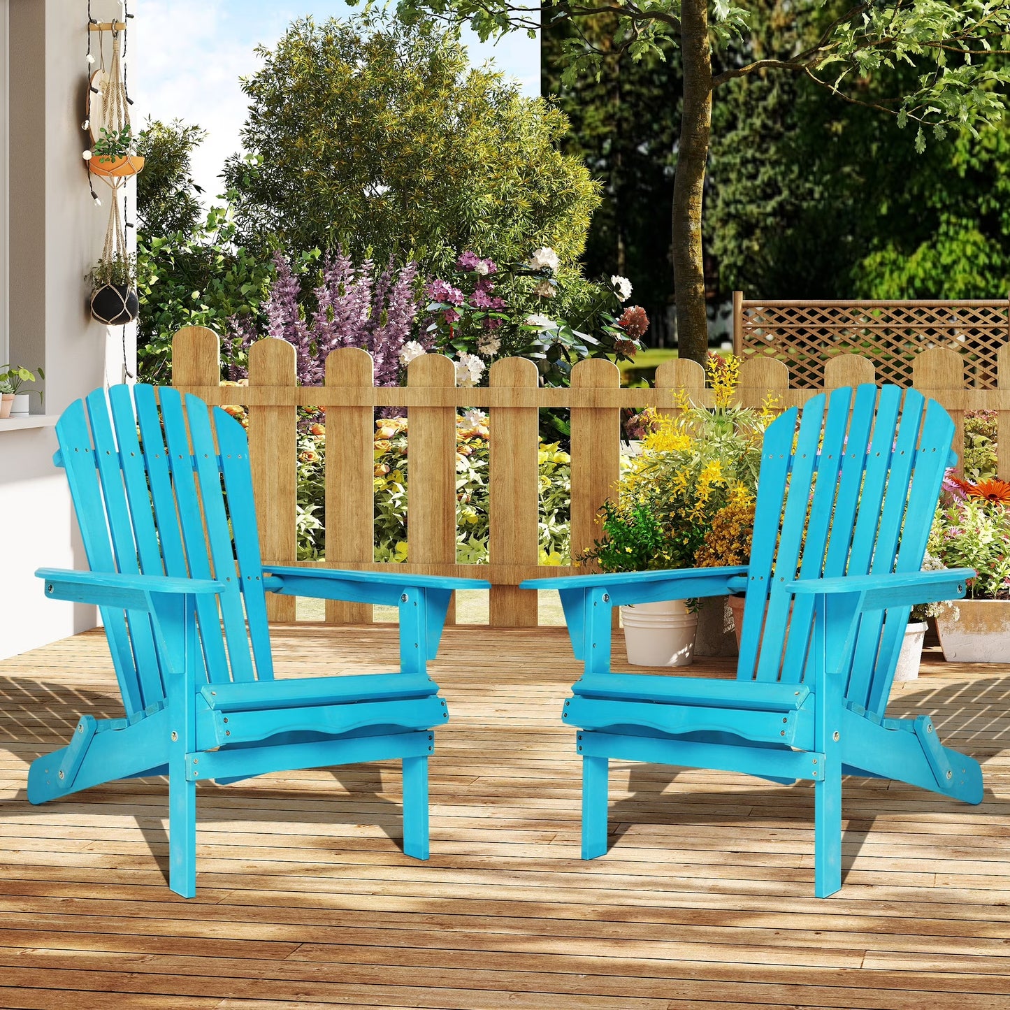 uhomepro Outdoor Adirondack Chairs Set of 2, Folding Fire Pit Chair, Weather Resistant Patio Lawn Chair for Outside Deck Garden Backyard Balcony, Gray