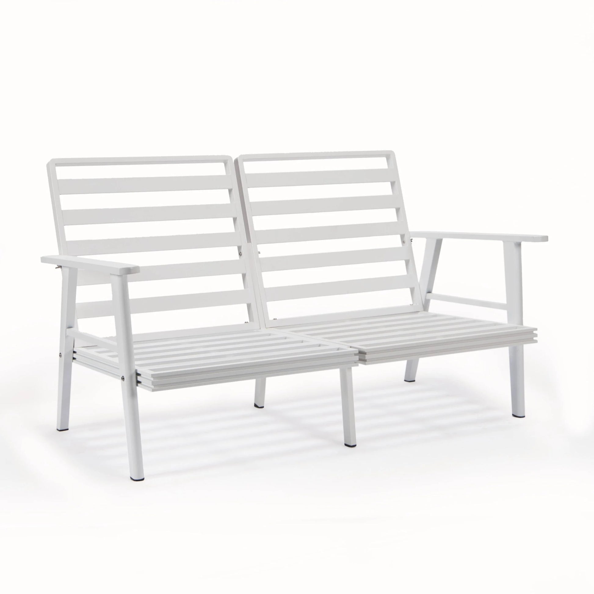 LeisureMod Walbrooke Modern Aluminum 5-Piece Patio Conversation Set with Outdoor Square Fire Pit Slats Design & Side Table Tank Holder, Charcoal