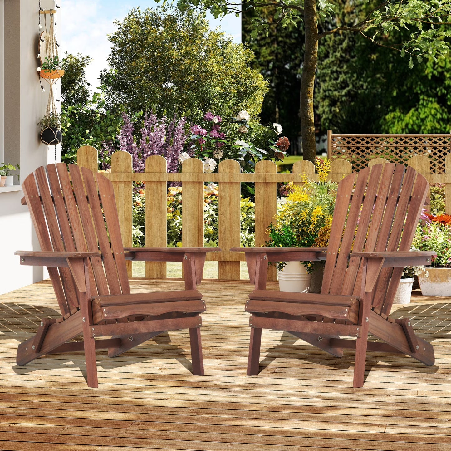 uhomepro Outdoor Adirondack Chairs Set of 2, Folding Fire Pit Chair, Weather Resistant Patio Lawn Chair for Outside Deck Garden Backyard Balcony, Gray
