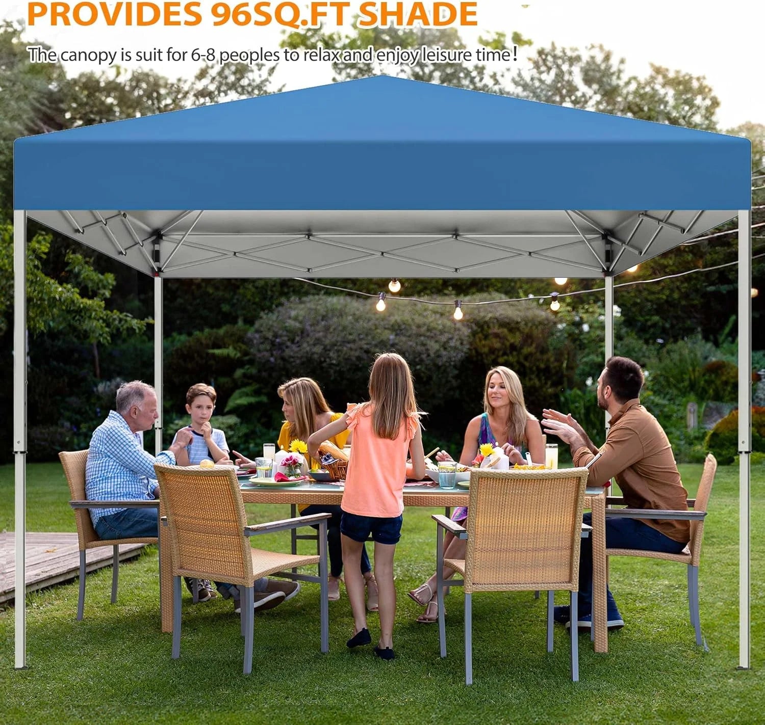 Puppys 10 X 10ft Pop Up Canopy Tent Easy Set up Outdoor Instant Straight Legs Portable Gazebo Shelter with Wheeled Bag for Camp Beach Patio and Garden (Blue)