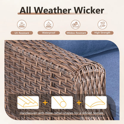 Bellefurn Outdoor Patio Furniture Set,Swivel Rocker Patio Chairs with 6" Thick Cushion and Side Table,Rattan Outdoor Conversation Set for Porch,Deck,Yard