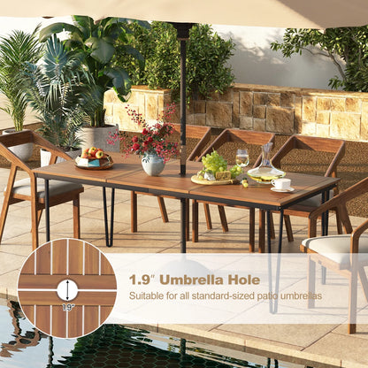 Costway 79" Outdoor Dining Table 8-Person Patio Table with 1.9" Umbrella Hole
