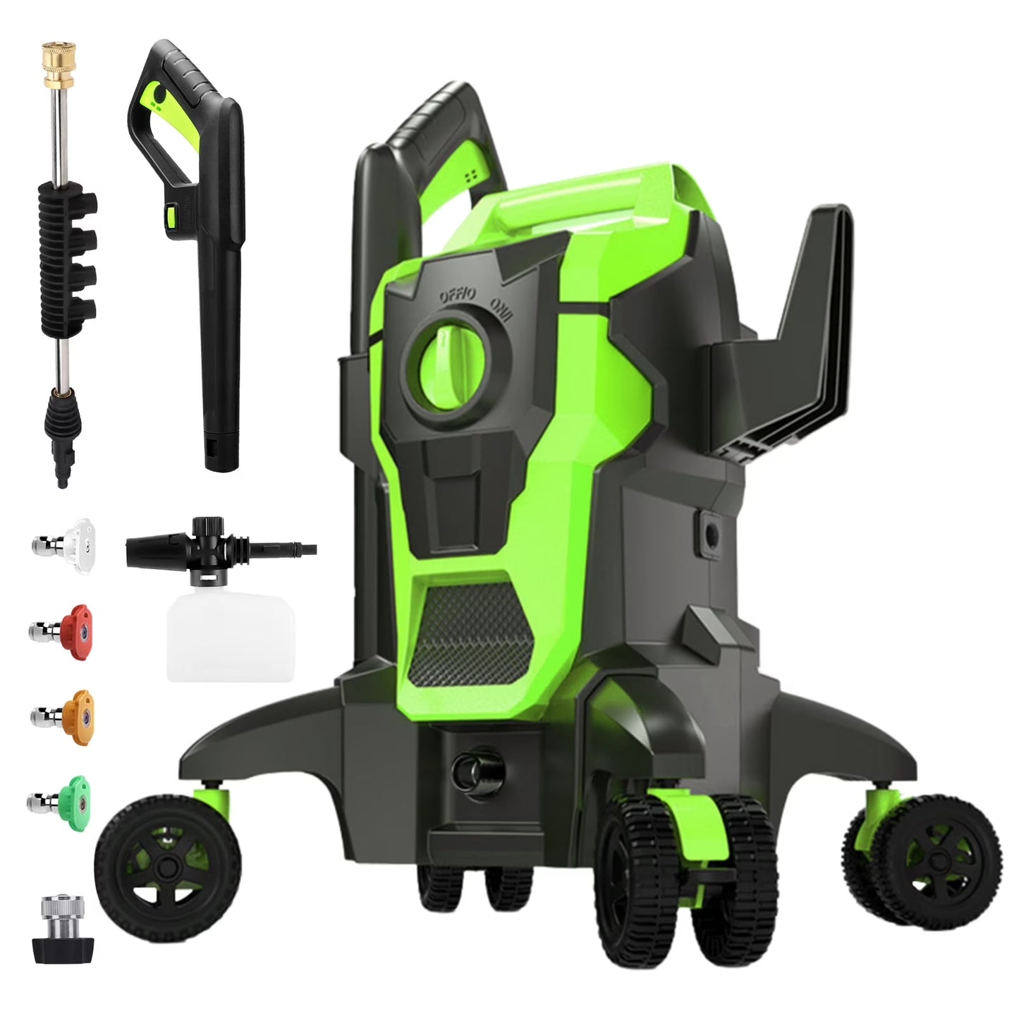 Electric Pressure Washer, 4000PSI Max. 2.8 GPM Power Washer w/32 ft Hose and 32 ft Power Cord, 4 Quick Connect Nozzles, 4 Wheels, Foam Cannon, Suitable For Clean Cars, Patios, Driveways