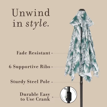 6 Ft Outdoor Patio Umbrella, Easy Open/Close Crank and Push Button Tilt Adjustment, Market Umbrellas