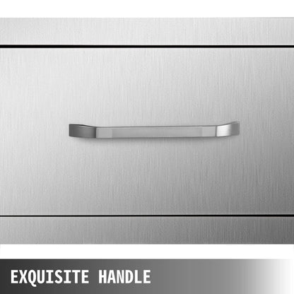 Outdoor Kitchen Drawers 30"Wx10"Hx20"D, Horizontal Double Access BBQ Drawers with Stainless Steel Handle, BBQ Island Drawers for Outdoor Kitchens or BBQ Island Patio Grill Station