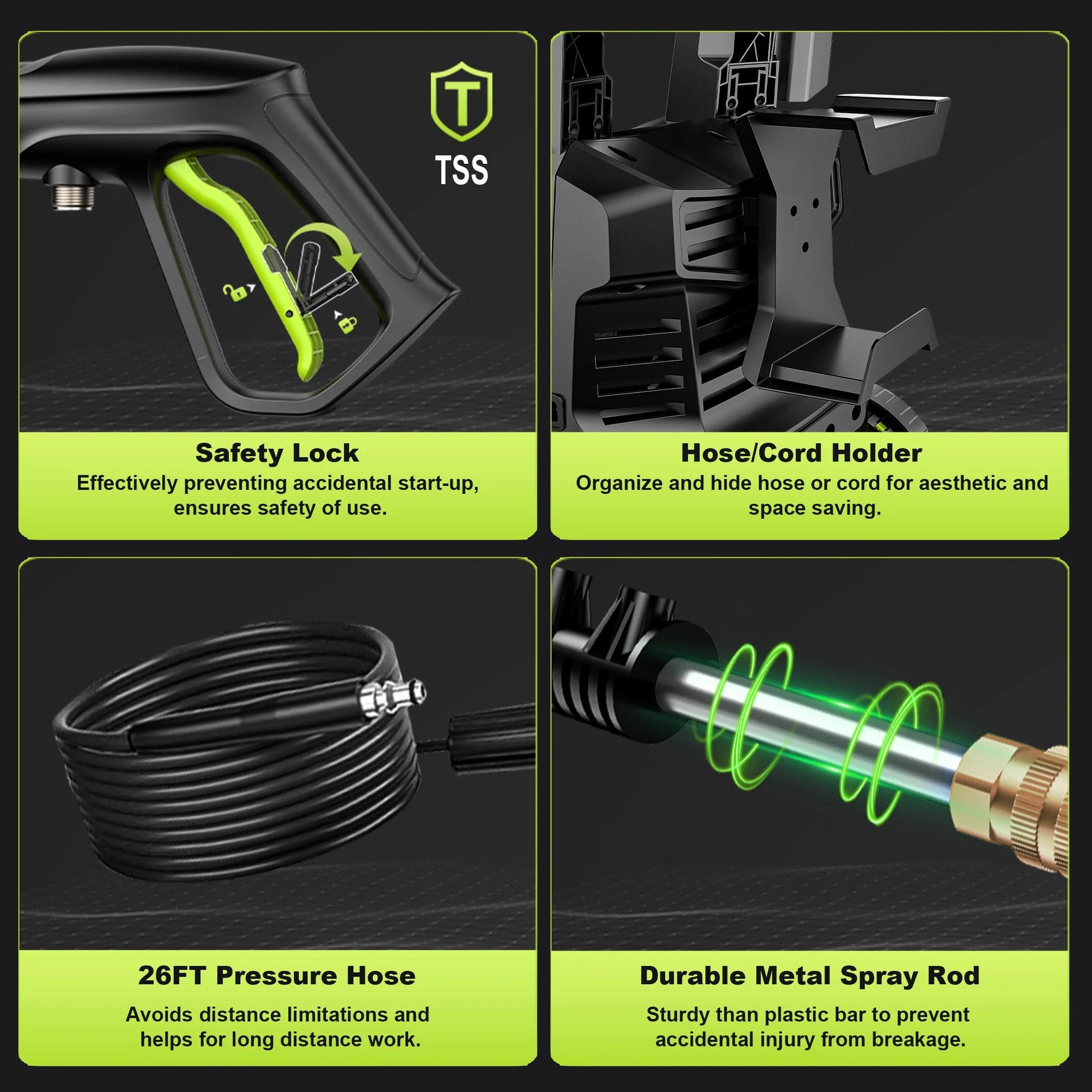 Gisam Electric High Pressure Washer, 4300 PSI 2.5 GPM, with 4 Quick Connect Nozzles, Foam Can, for Cars/Fences/Driveways/Patios/Home Cleaning