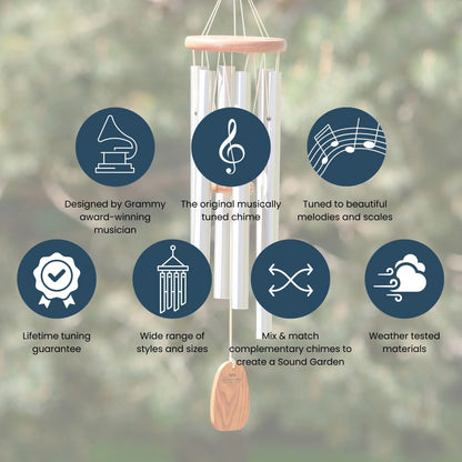 Woodstock Windchimes Heroic Windbell Harbor Gray, Wind Chimes For Outside, Wind Chimes For Garden, Patio, and Outdoor Dcor, 40"L