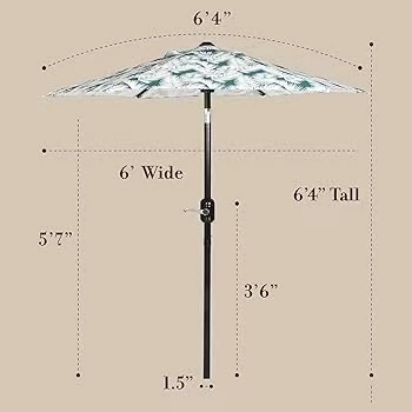 6 Ft Outdoor Patio Umbrella, Easy Open/Close Crank and Push Button Tilt Adjustment, Market Umbrellas
