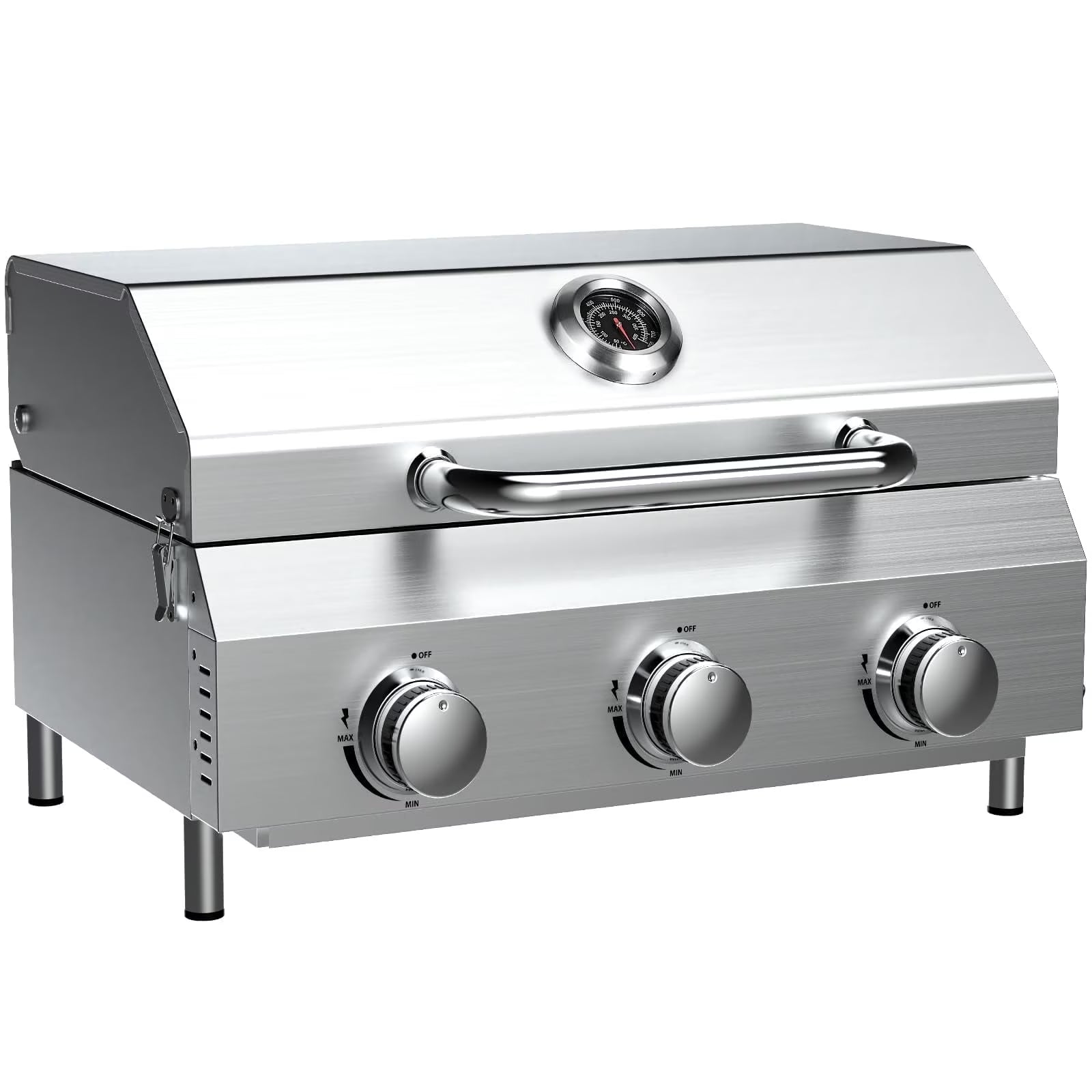 Portable 2-Burner Tabletop Propane Grill for Patio, 20,000 BTU, Stainless Steel, Camping & Tailgating