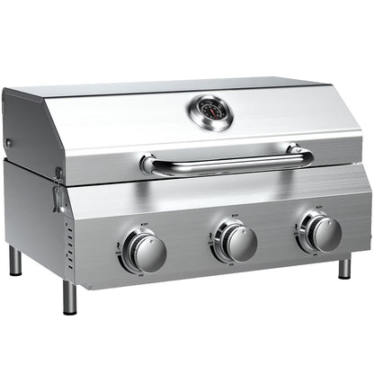 Portable 2-Burner Tabletop Propane Grill for Patio, 20,000 BTU, Stainless Steel, Camping & Tailgating