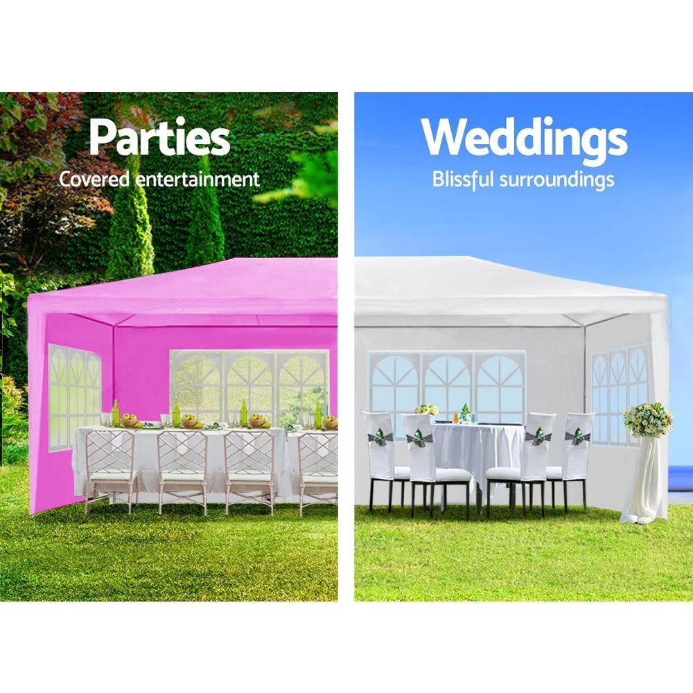 10'x30' Party Tent, Outdoor Gazebo with 8 Removable Sidewalls, Outdoor Event Tent for Birthday Holiday Garden Patio Backyard, Pink