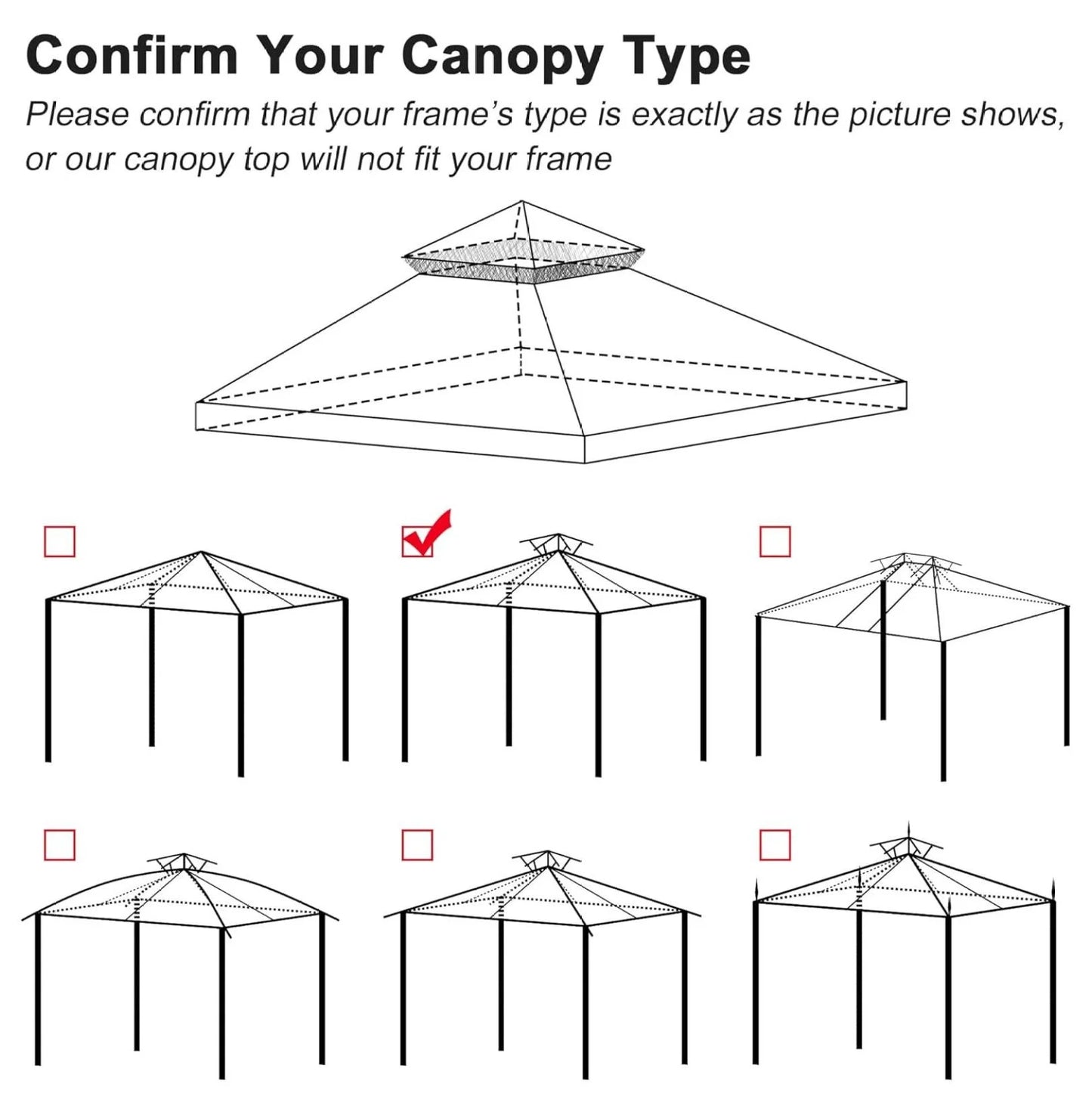 10x10 Ft 2-Tier Canopy Top Replacement for Petpvilit Gazebo Outdoor Yard Garden Patio Cover Red