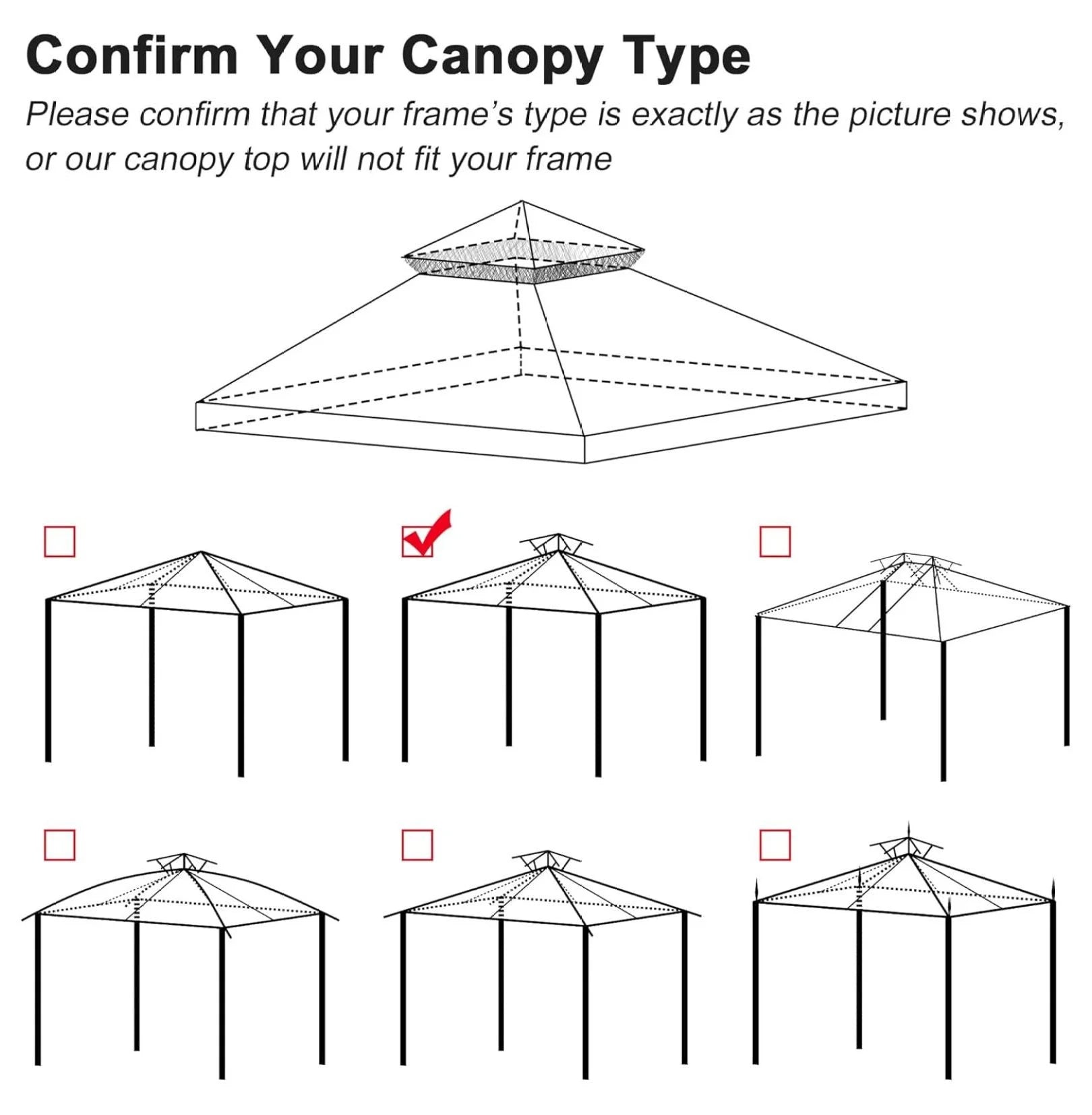 10x10 Ft 2-Tier Canopy Top Replacement for Petpvilit Gazebo Outdoor Yard Garden Patio Cover Red