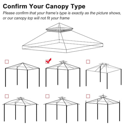 10x10 Ft 2-Tier Canopy Top Replacement for Petpvilit Gazebo Outdoor Yard Garden Patio Cover Red