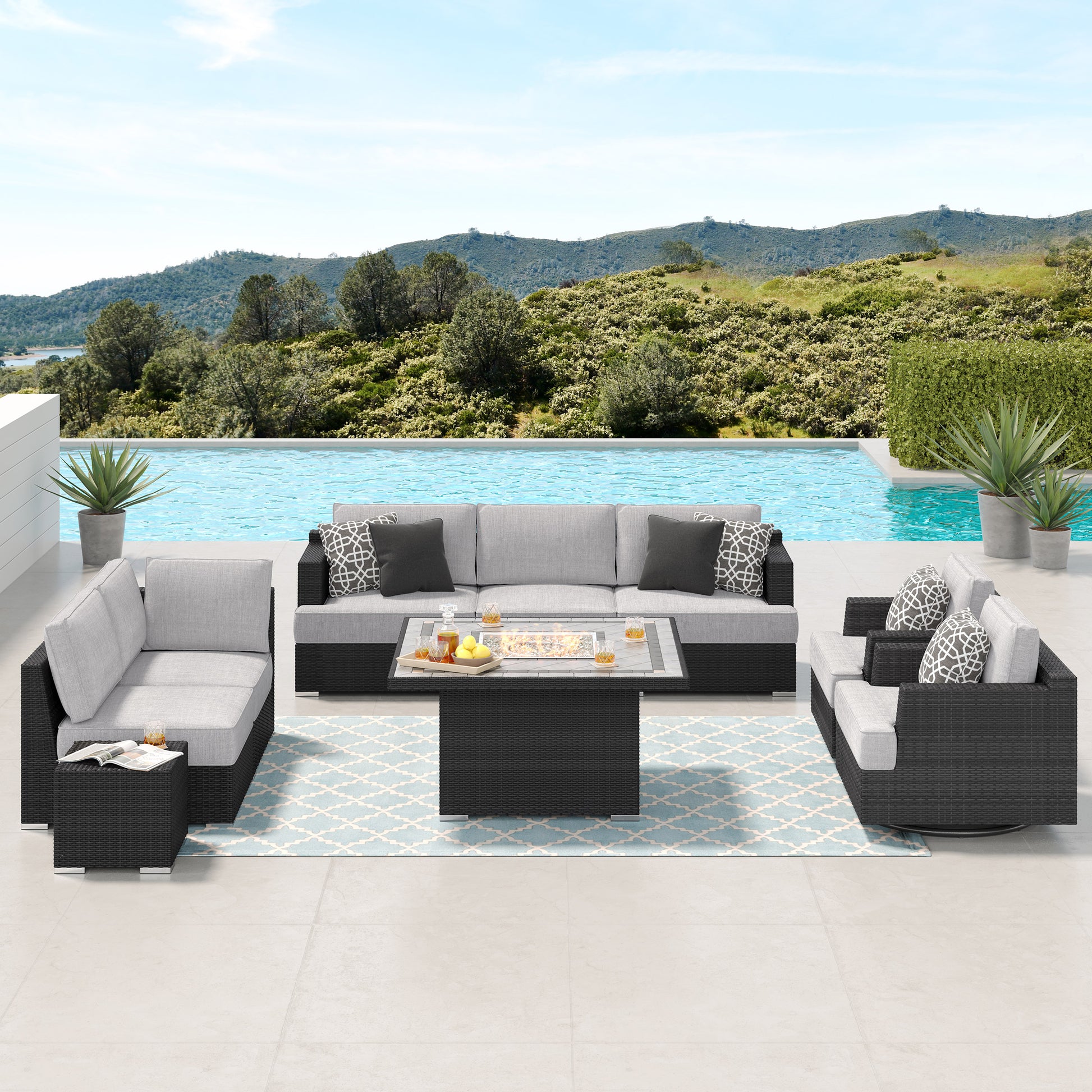 Sirio Niko 9-piece Fire Outdoor Patio Seating Set