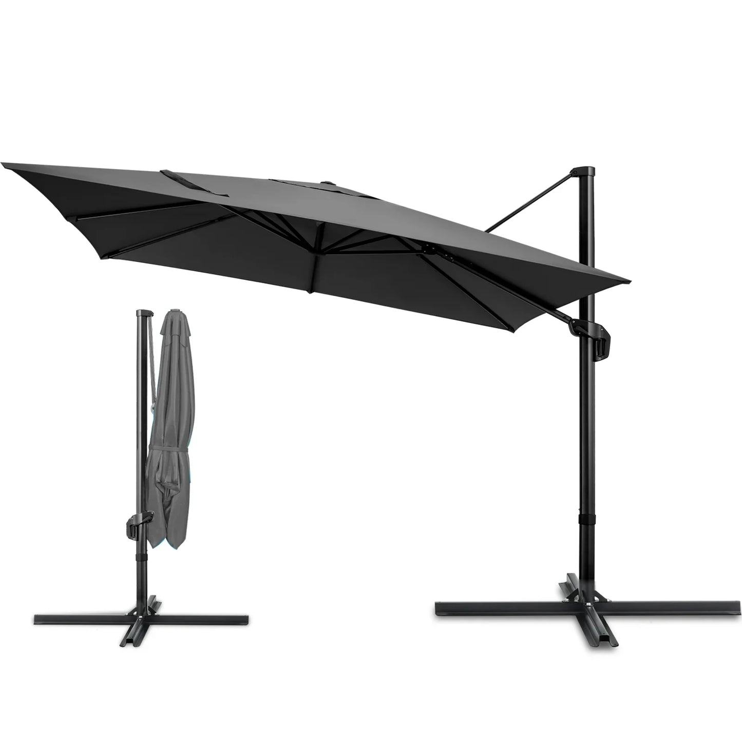 COBIZI 10' X 10' Patio Cantilever Umbrella Outdoor Offset Rectangle Umbrella with 360-degree Rotation for Deck Pool Garden,DarkGrey