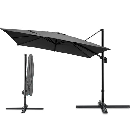 COBIZI 10' X 10' Patio Cantilever Umbrella Outdoor Offset Rectangle Umbrella with 360-degree Rotation for Deck Pool Garden,DarkGrey