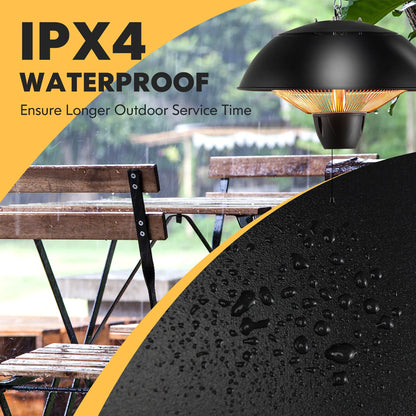 Gymax 1500W Electric Outdoor Hanging Patio Heater w/IPX4 Waterproof