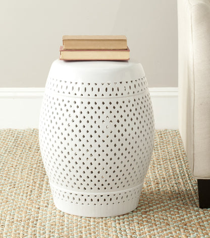 Safavieh Diamond Drum Indoor/Outdoor Garden Patio Stool, White