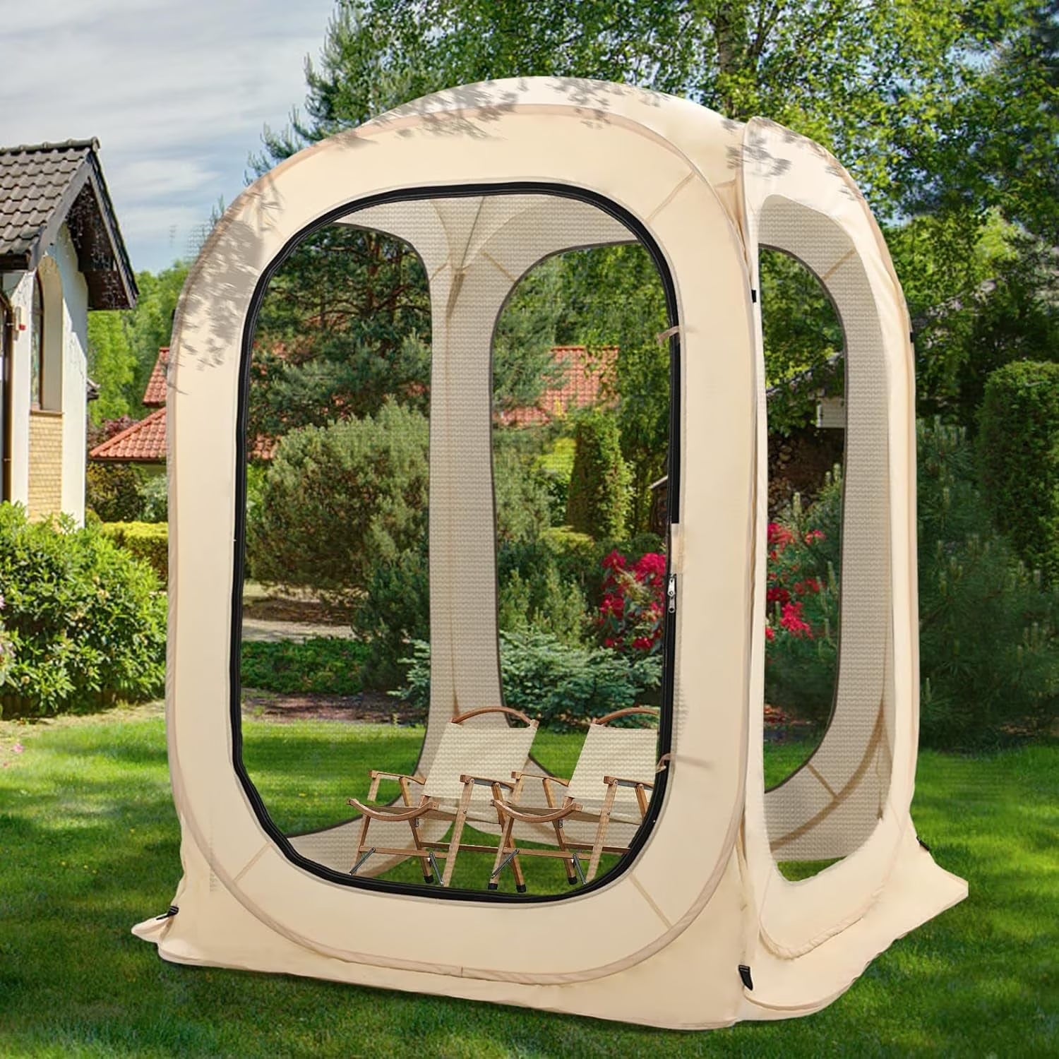 Slsy Screen House Tent Pop-Up, Portable Screen Room Canopy Instant Screen Tent Outdoor Camping Tent with Carry Bag for Patio, Backyard, Deck & Outdoor Activities