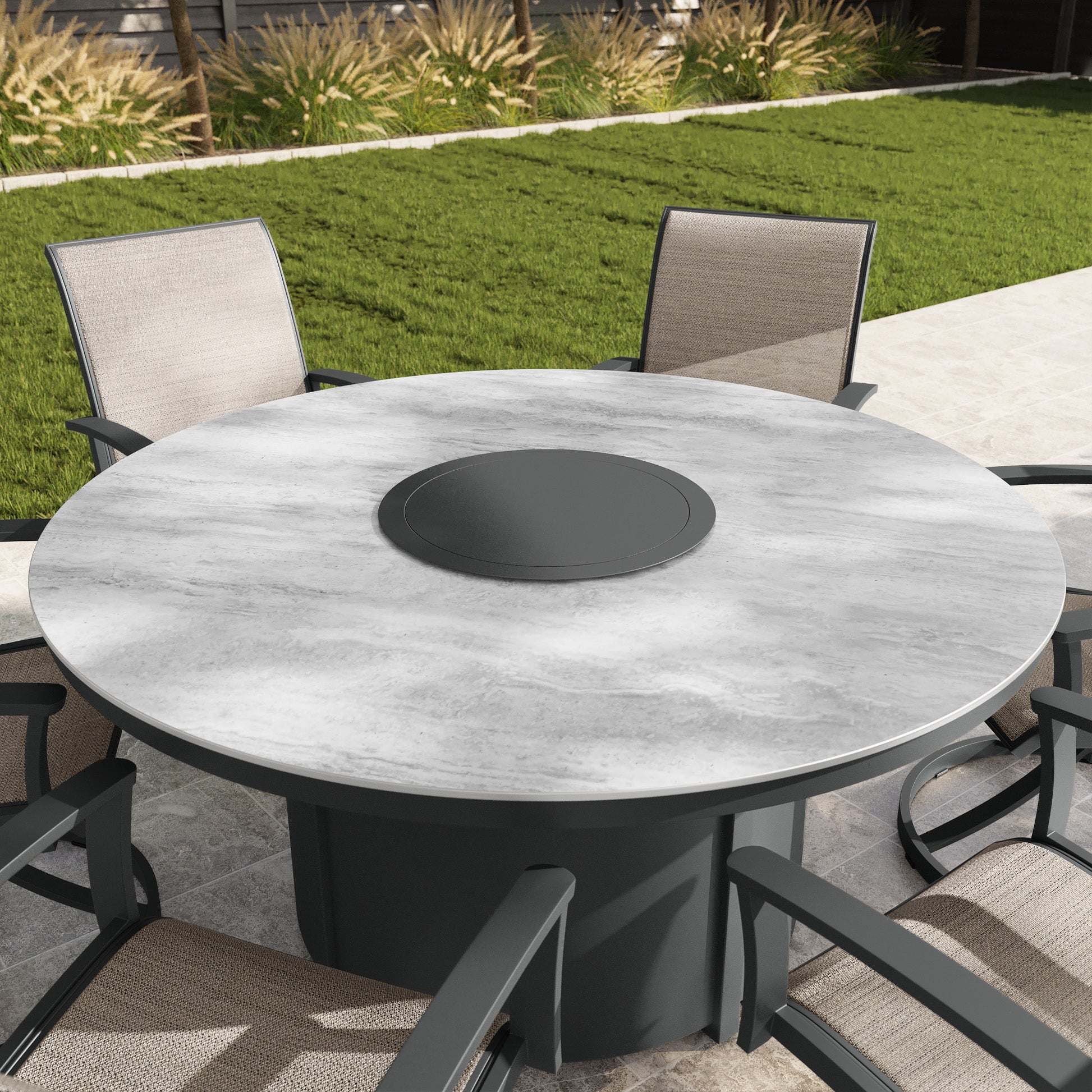 Agio Clearfield 7-piece Sling Fire Outdoor Patio Dining Set