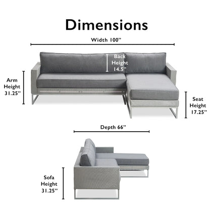 Elle Decor Tropez 2 Pc Outdoor Patio Sectional Set with Cushions, Gray