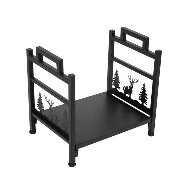 Hottest Small Firewood Rack Holder for Indoor Fireplace, Single-Tier Fire Wood Log Storage Stacker Stand for Outdoor Patio, Black