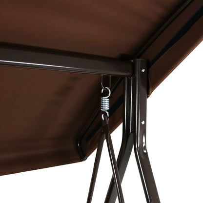 Sunnydaze Steel 3-Person Patio Swing with Adjustable Tilt Canopy and Cushions, Brown