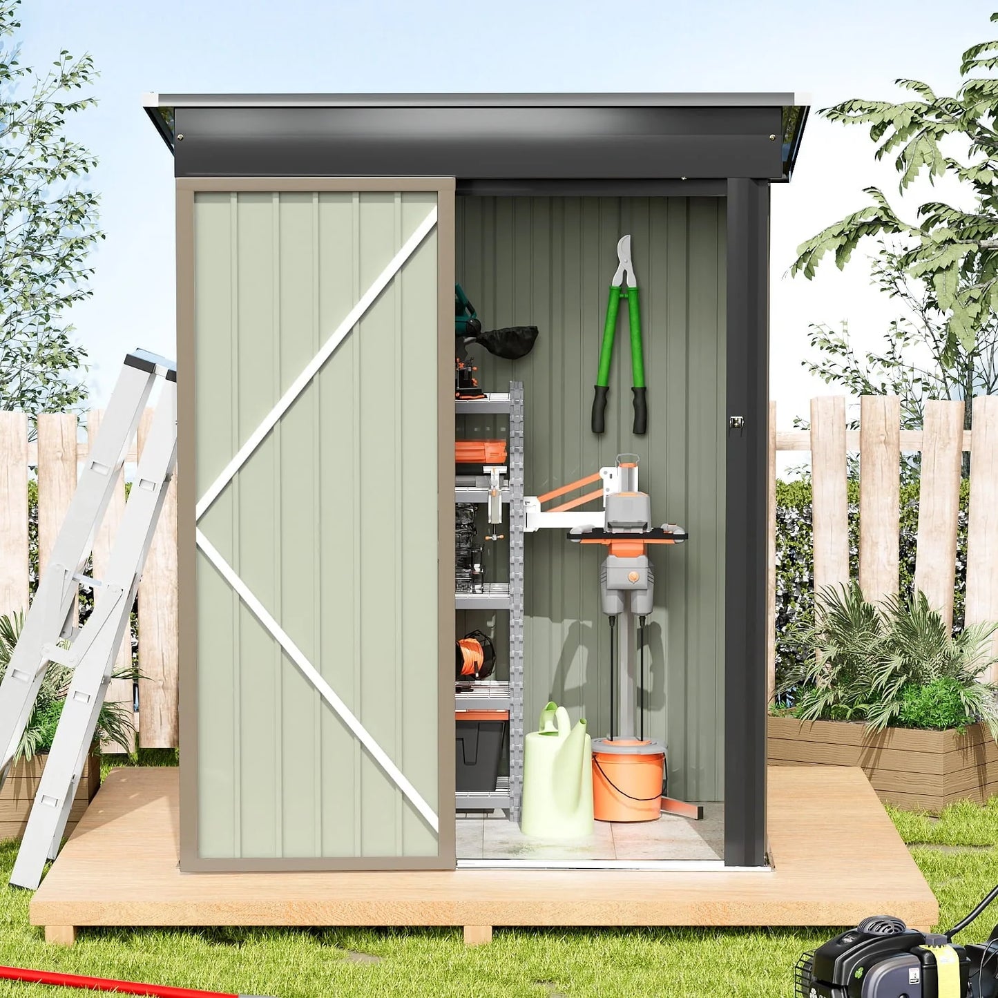 Devoko 5×3 ft.Patio Metal Shed, Lockable Garden Shed for Outdoor Backyard Patio Storage